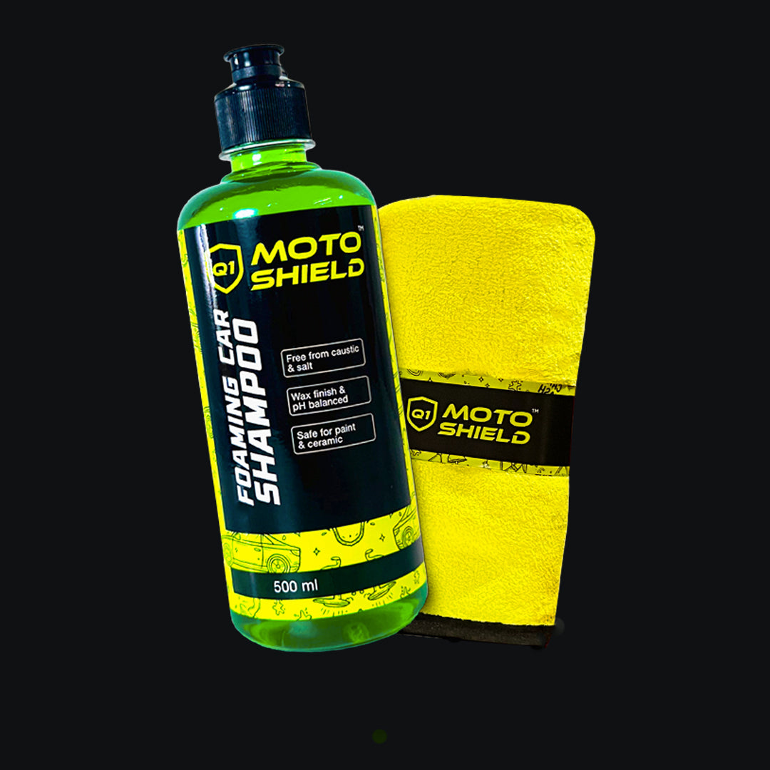 Moto Shield Foaming Car Shampoo & Premium Microfiber Towel Combo